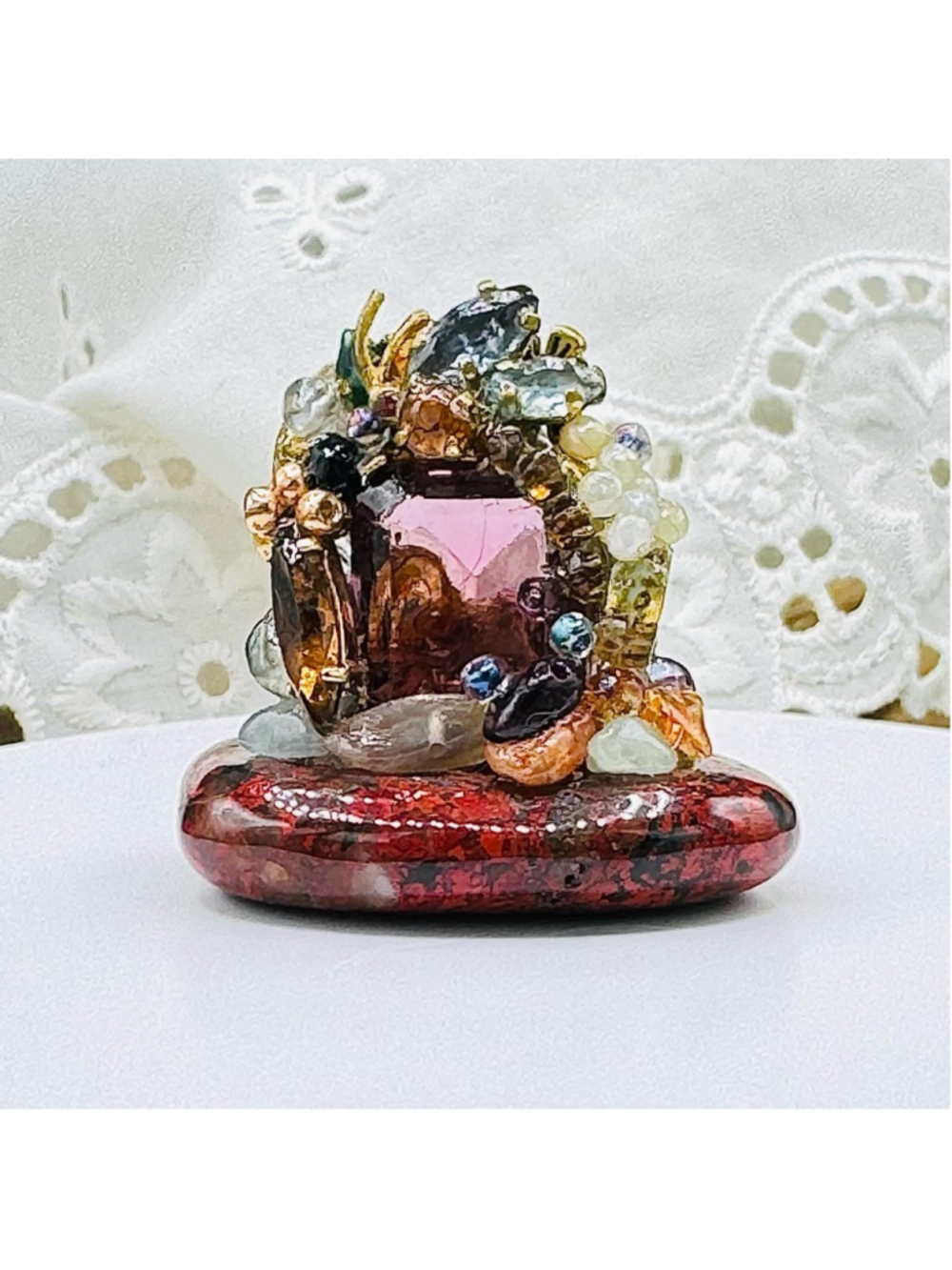 Unique Handmade “Little Rock” Adorned with seed beads. - Picture 3 of 4